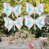 Iridescent Bow Balloons, 4 Pcs Clear Rainbow Holographic Foil Balloons