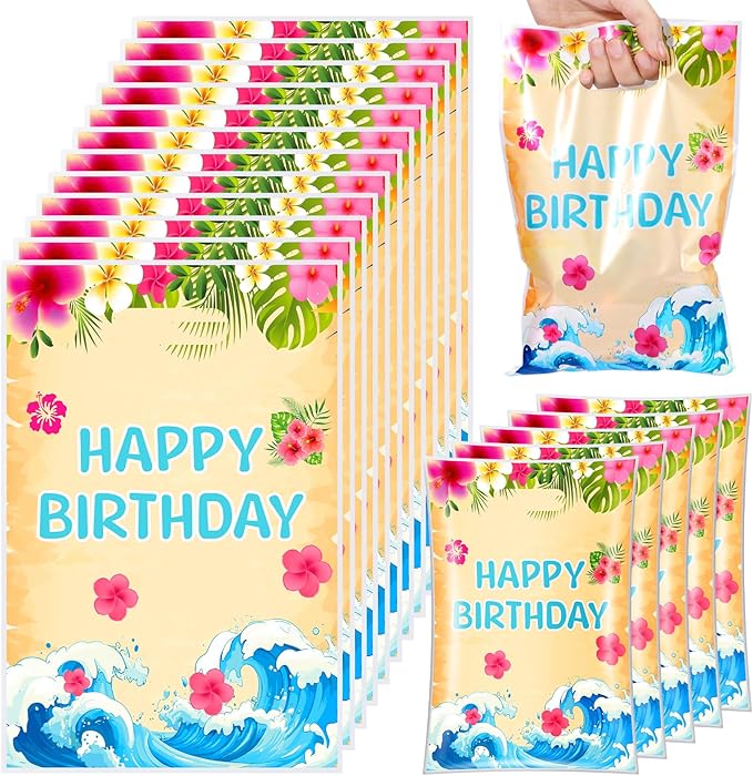 Eccliy 30 Pcs Hawaiian Party Favor Bags Animation Cartoon Birthday