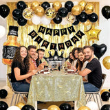 Black and Gold Party Decorations for Men with Happy Bithday Banner,
