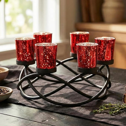 Iron Round Votive Tealight Candle Holder Centerpiece for Halloween