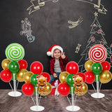 4 Sets Christmas Party Balloons Stand Kit with Gingerbread Man Candy