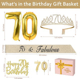 70th Birthday Decorations for Women Gold with 70th Birthday Sash and
