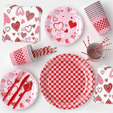 146Pcs Valentine's Day Party Tableware Set Red Heart Love Disposable