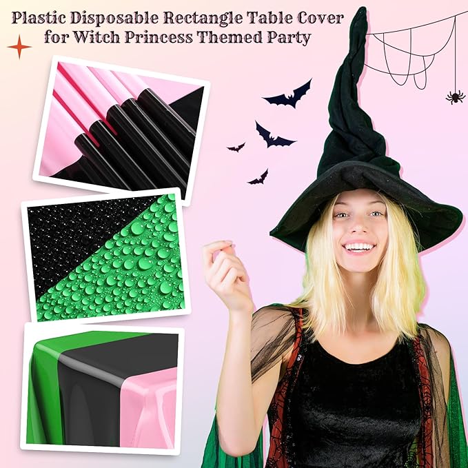 Oudain 2 Pcs Witch Princess Theme Party Pink & Green & Black Party
