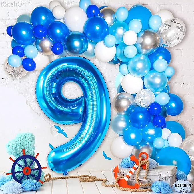 KatchOn, Giant Blue Number 9 Balloon - 40 Inch | Foil 9 Birthday