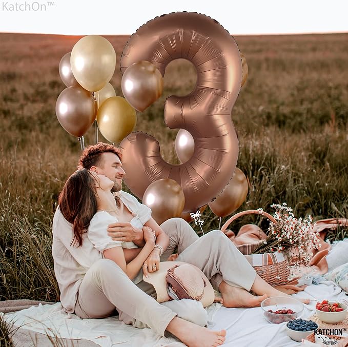 KatchOn, Coffee Brown Number 3 Balloon - 40 Inch | Big Brown 3