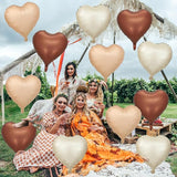 Cream Brown Heart Balloons, 12Pcs Brown Apricot Foil Balloons, Beige