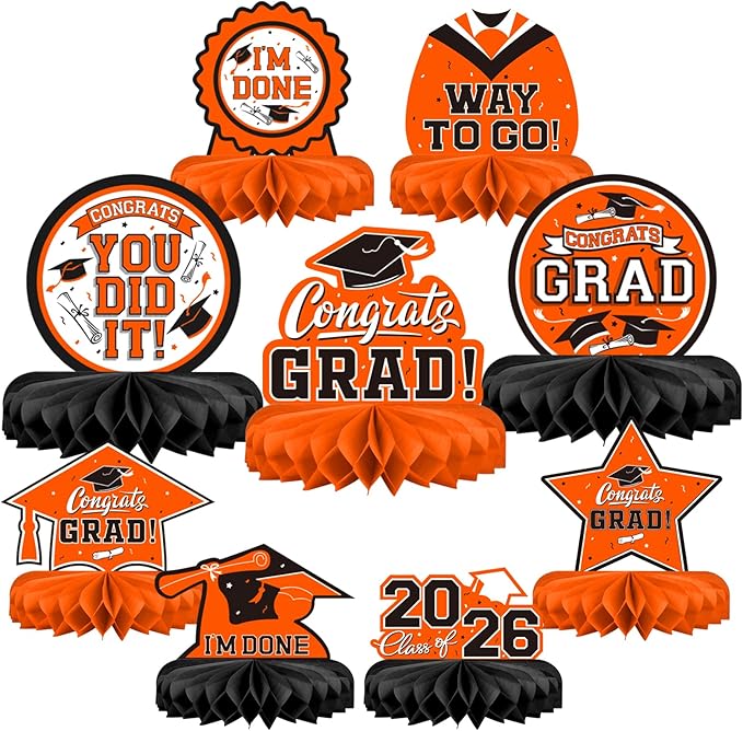 9PCS Graduation Party Decorations Class of 2026 Congrats Grad Table Ce