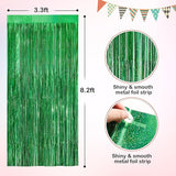 Green Metallic Tinsel Foil Fringe Curtains, 2 Pack 3.3x8.3 Feet Party