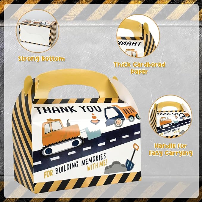 DjinnGlory 36 Pack Cute Construction Party Favor Treat Boxes Small
