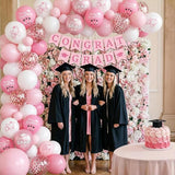 Pink Graduation Balloons,12 Inch Pink and Rose Gold Printed 2026,You