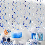 36 Pcs Blue Hanging Swirl Decorations Ombre Royal Blue White Felt