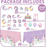 210pcs Unicorn Birthday Party Supplie Plates Napkins Unicorn Party