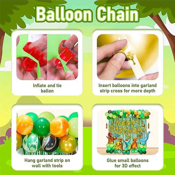Dinosaur Theme Birthday Party Decorations Green Dino Party Decor for