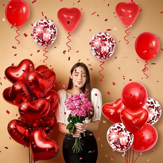 Red Heart Balloons Valentines Day Balloons 18 Inch Heart Shaped