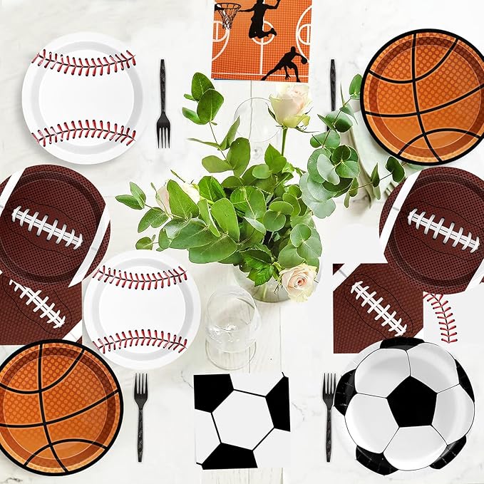 Sports Birthday Party Decorations 80Pcs Sports Party Plates and