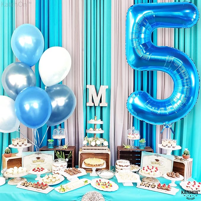 KatchOn, Giant Blue Five Balloon Number - 40 Inch | Number 5 Balloon,