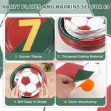 180Pcs Soccer Party Supplies Paper Plates and Napkins Serve 60