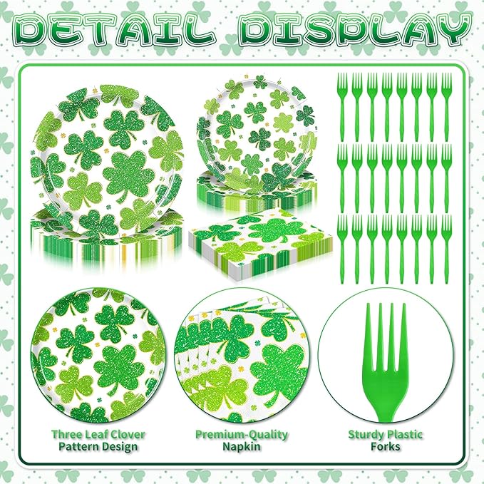 100 Pcs St Patrick's Day Tableware Party Supplies Disposable