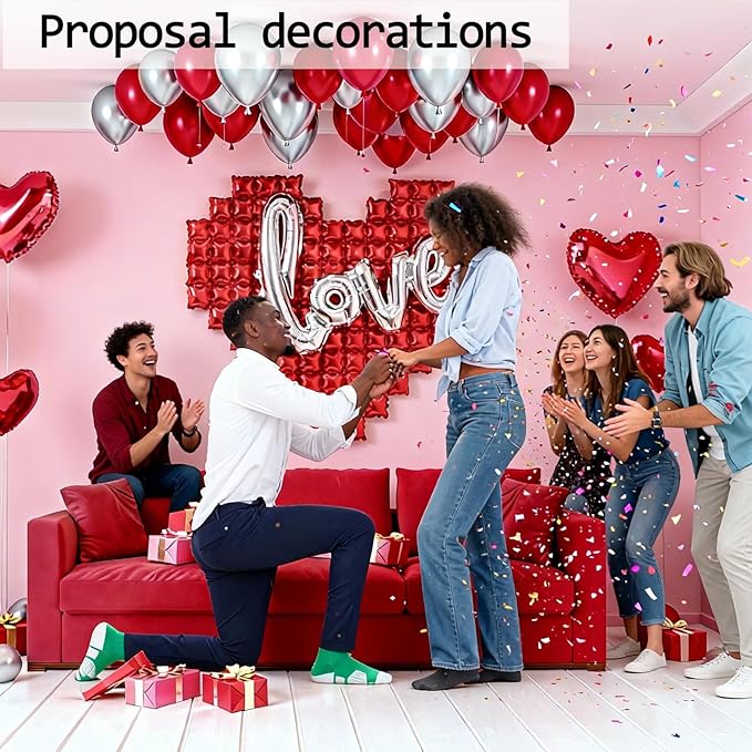 648PCS Valentines Party Decorations Kit with Rose Petals Red and