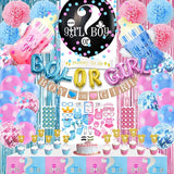 124 Pcs Gender Reveal Decorations Kit Party Supplies With 36''