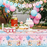 Capoda 1 Pc Bear Baby Shower Tablecloths Gender Reveal Table Covers