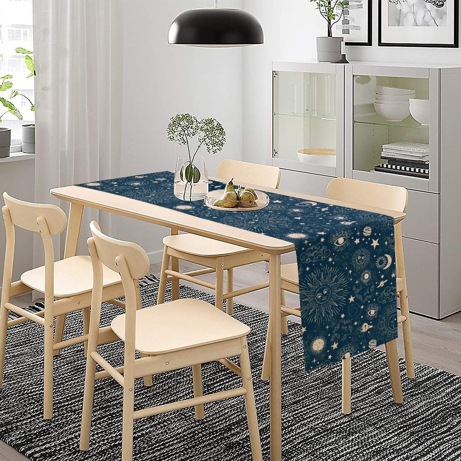 Sun Moon Table Runner, Zodiac Vintage My W13"x L108" Sun Moon