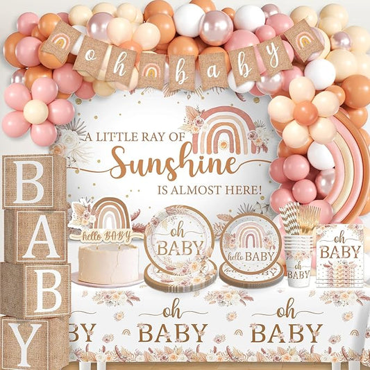 Boho Baby Shower Decorations A Little Ray of Sunshine Party Banner