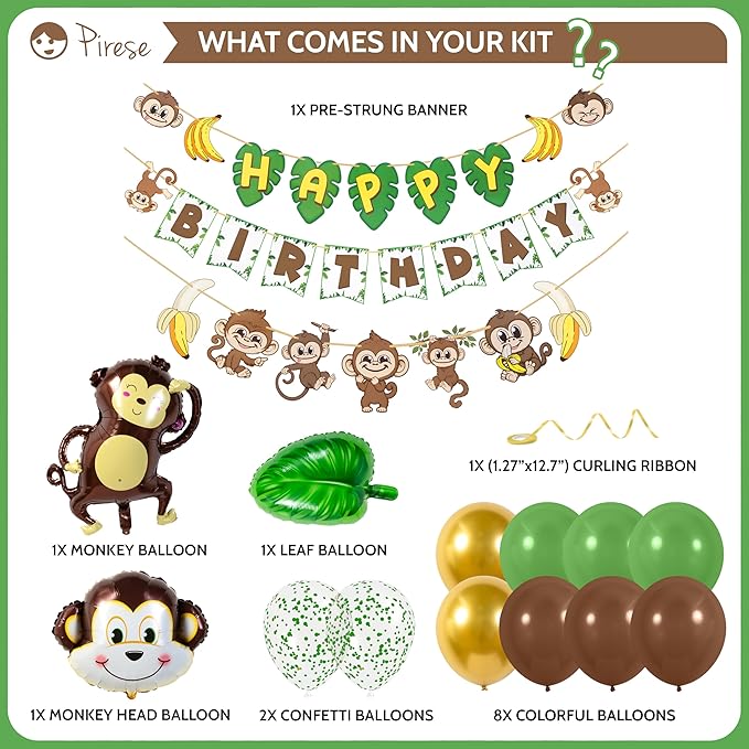 Monkey Birthday Banner Monkey Party Decorations Jungle Birthday