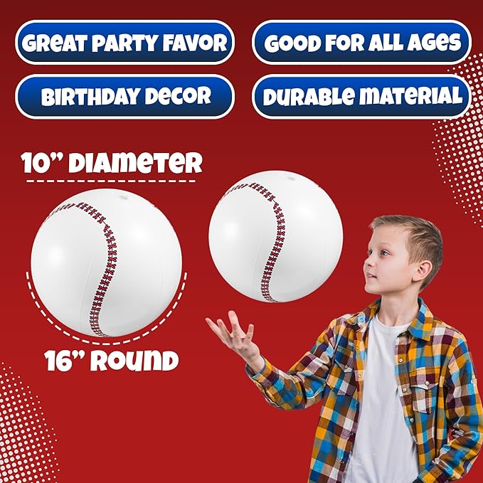 Inflatable Baseball Pack of 12 16 inch Baseball Beach Balls for