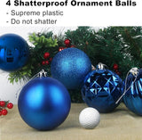 Royal Blue Set of XL (4.0") 4PCS Christmas Balls - Christmas Tree