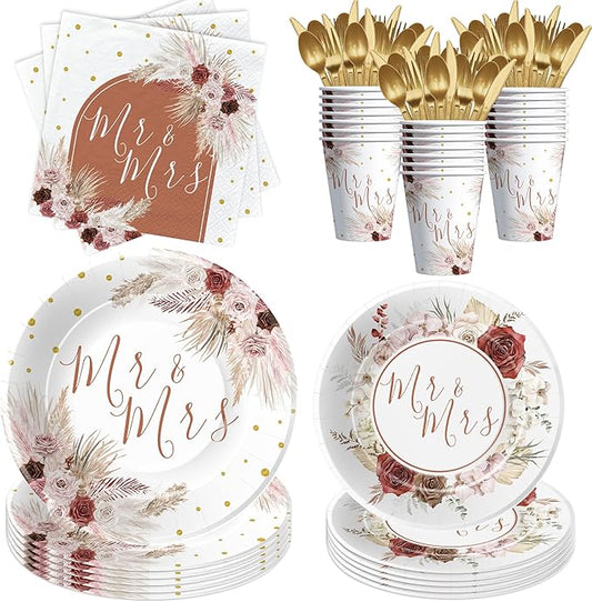 Mr And Mrs Bridal Shower Decorations Tableware Mr Mrs Boho Wedding