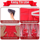 Voircoloria 2 Pack Red Foil Fringe Backdrop Curtains, Tinsel