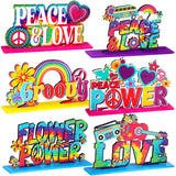 Geetery 6 Pcs 60's Hippie Party Supplies - Groovy Wooden Centerpieces