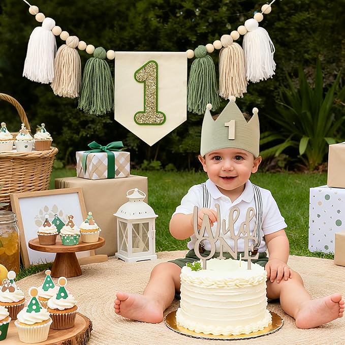 Wild One High Chair Banner For 1st Birthday Party Boy