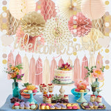 Dusty Pink Boho Baby Shower Party Decorations Beige Champagne Girl