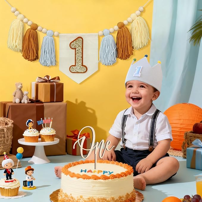 Baby 1st Birthday Party Decorations For Handmade Blue Tassel Garland