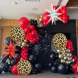 Red Black Gold Balloon Arch Garland Kit Leopard Cheetah Print Party