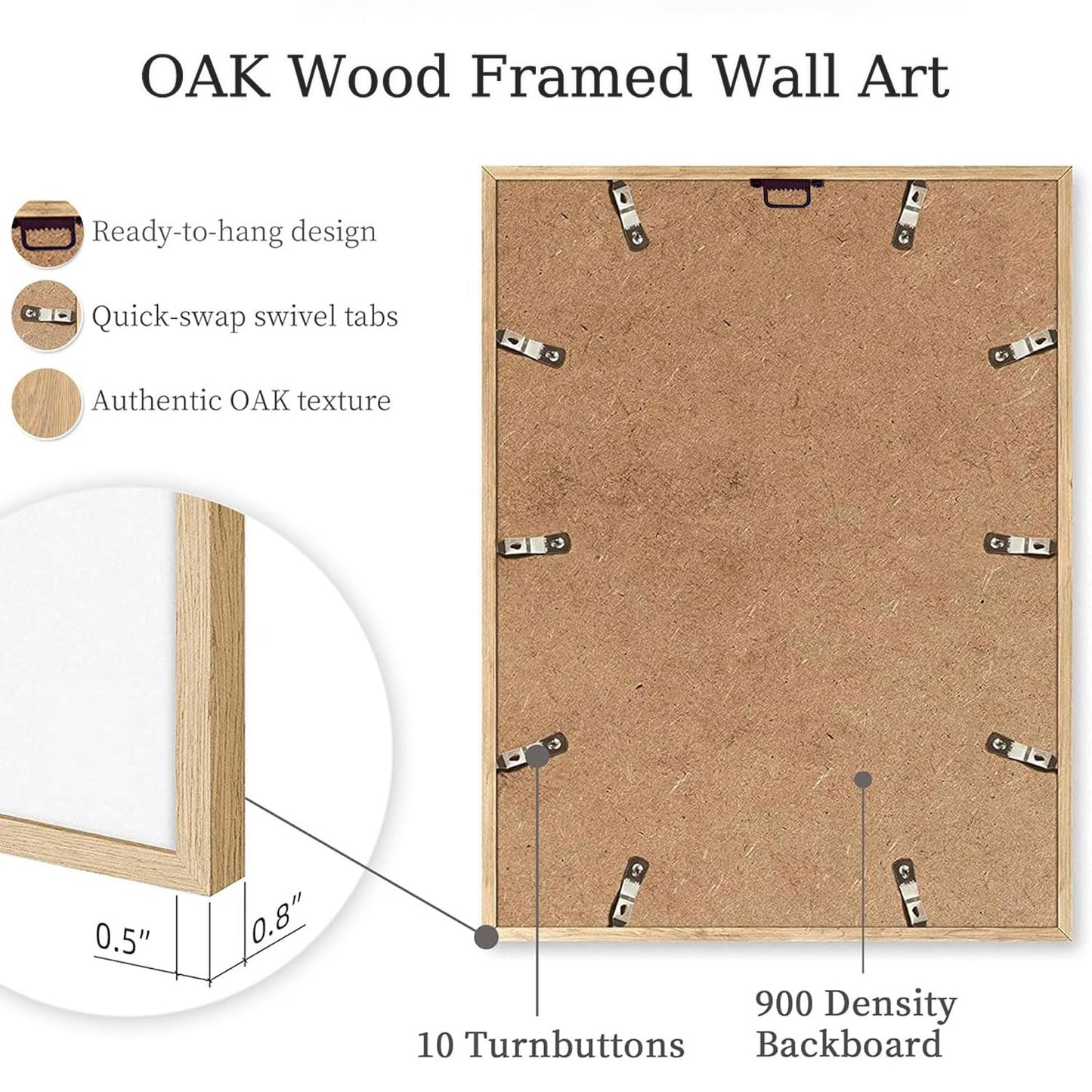 Bwodke OAK Wood Framed Wall Art After the Disco Party Canvas Art Black