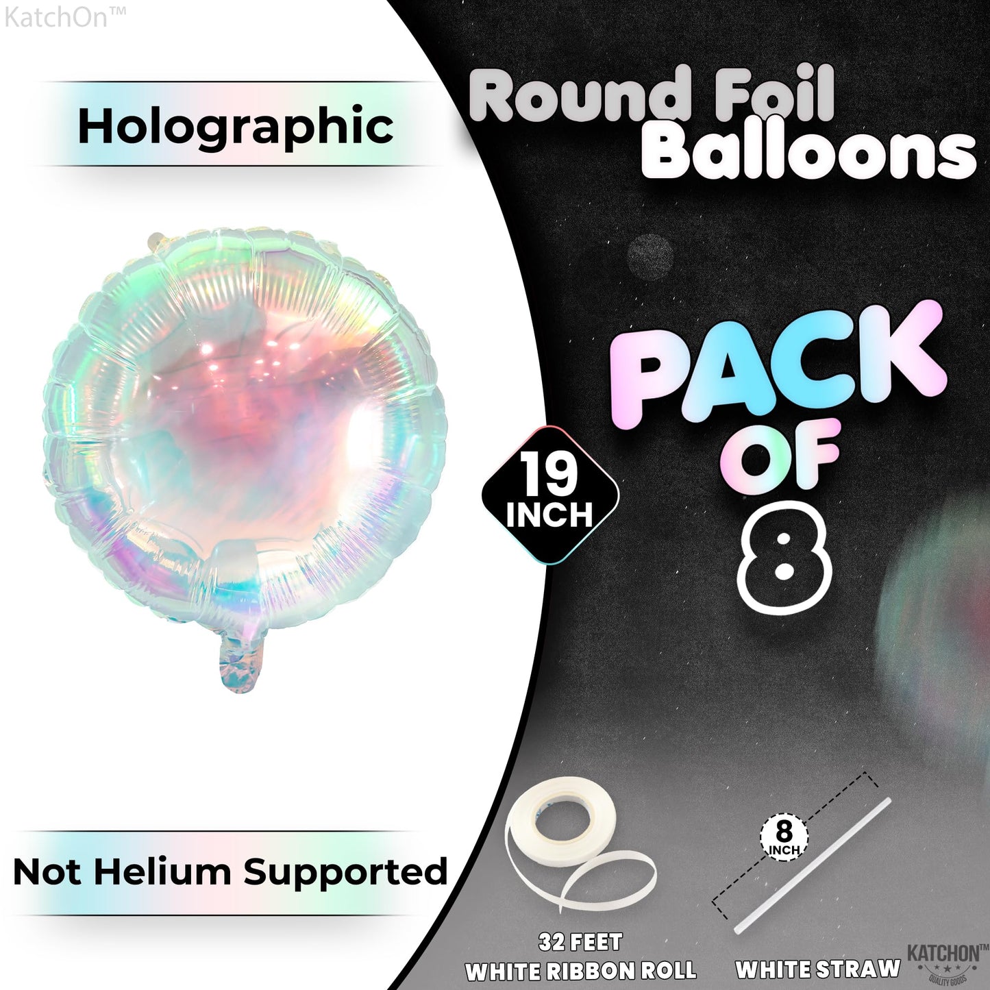 KatchOn, Transparent Iridescent Balloons - Big 19 Inch, Pack of 8 |
