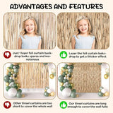 Voircoloria 2 Pack Champagne Foil Fringe Backdrop Curtains, Tinsel
