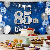 Happy 85th Birthday Decorations 85th Blue & Silver Balloon Large