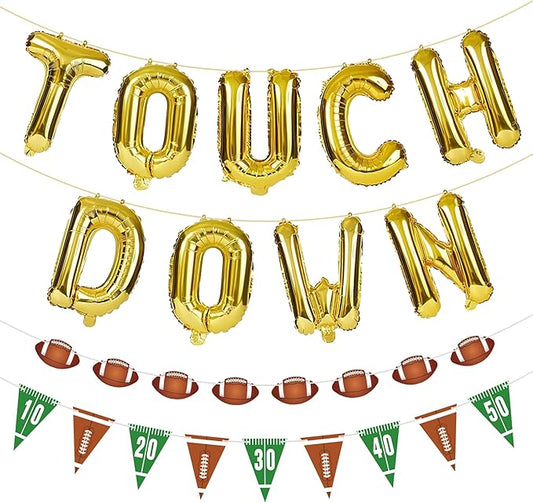 11 Pcs Football Party Decorations Kit Touchdown Letter Foil Balloon