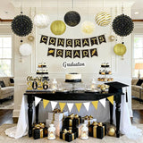 14Pcs Black and Gold Party Decorations Hanging Paper Lanterns Fans
