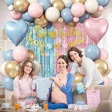 Boy or Girl Gender Reveal Decorations Dusty Pink Blue Sand White