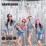 BRAVESHINE Disco Hanging Balls Fringe Backdrop - 2 Pack Silver Tinsel