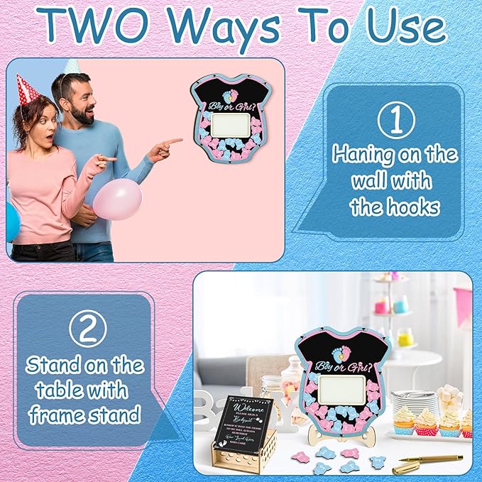63 Pcs Gender Reveal Baby Shower Guest Book Alternatives Set Baby