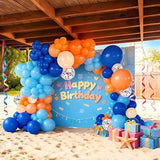 Bezente Orange and Blue Balloons Kit, 60pcs 12 inch Light Royal Blue