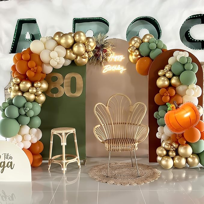 Fall Balloons Garland Arch Kit, Burnt Orange Pumpkin Foil Balloons,