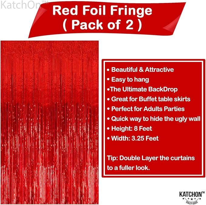 KatchOn, XtraLarge Red Streamers Backdrop - 3.2x8 Feet, Pack of 2 |